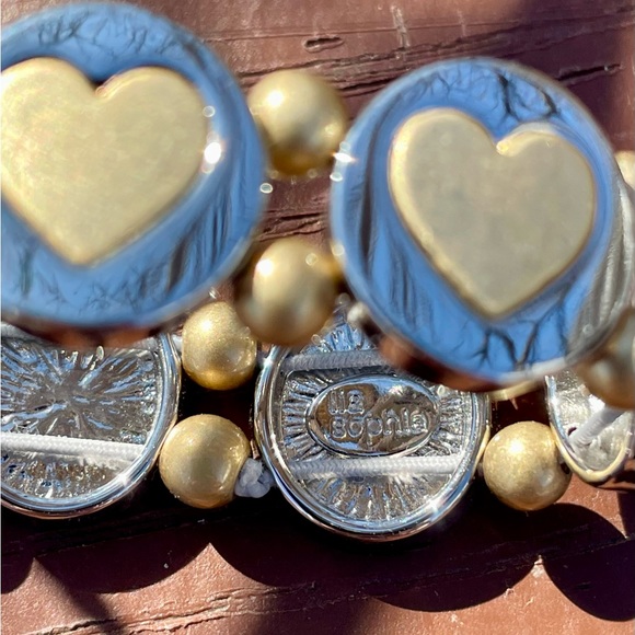 NWOT Lia Sophia Heart Stretchy Bracelet - Two Toned - Picture 9 of 9